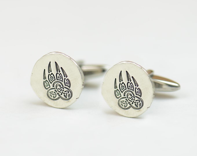 Fenrir wolf claw sterling silver cufflinks.Men accessories, Runes Cufflinks, nordic mythology Celtic Cufflinks.Wolf paw print cufflinks