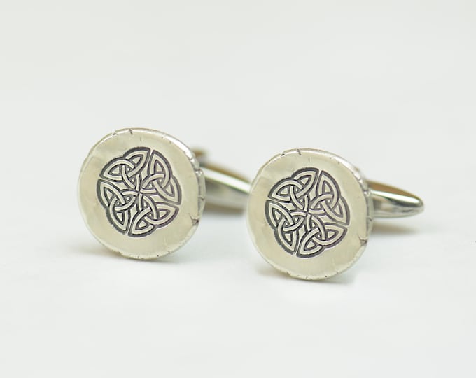 Celtic knot sterling silver cufflinks.Men accessories,Stainless steel, Runes Cufflinks,triskel , Trisquele Celtic Cufflinks