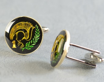 Cufflinks Cyprus enamel Coin Coin Collector Gifts,Dad Coin Gift,Upcycled,mens gift accessories jewelry