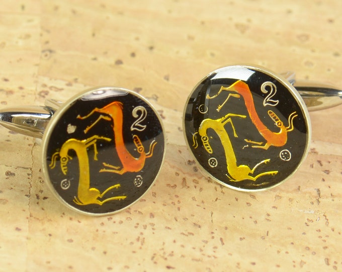 Cufflinks Cyprus enamel Coin Coin Collector Gifts,Dad Coin Gift,Upcycled,mens gift accessories jewelry