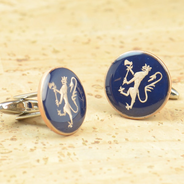 Cufflinks Norway enamel Coin.Lion cuff links accessories jewelry mens