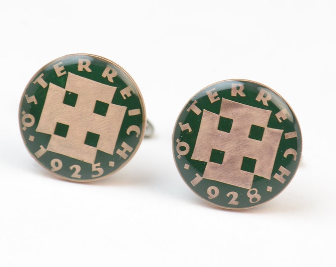 Enamel  Cufflinks - Austria Coin Coin Collector Gifts,Dad Coin Gift,Upcycled,mens gift accessories jewelry