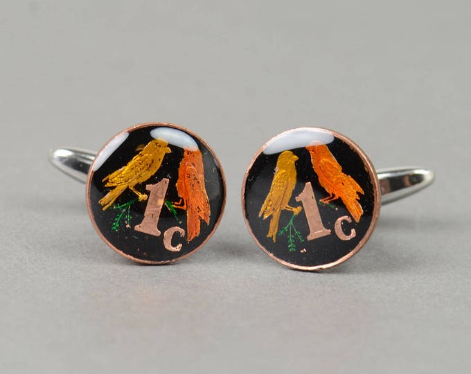 Cufflinks South Africa enamel Coin.Cuff links mens accessories jewelry gift