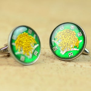 Sterling silver antique coin - Cufflinks Japan Cuff links accessories mens gift jewelry