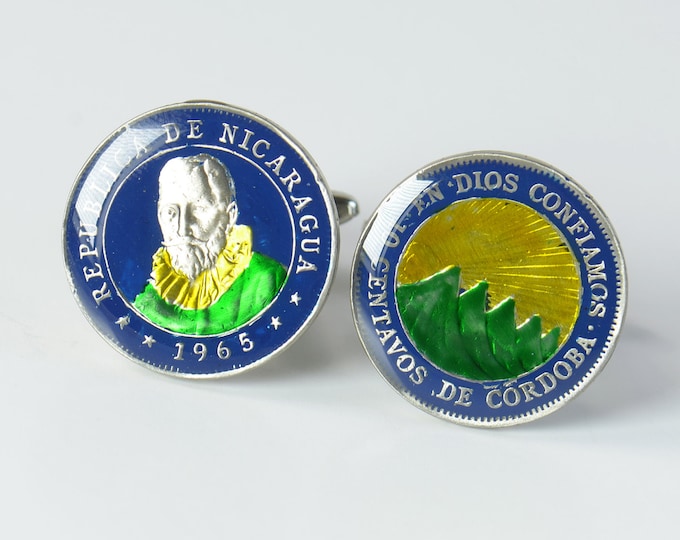 Cufflinks Nicaragua coin- America coin-Mens gift-Men accessories-Men gifts