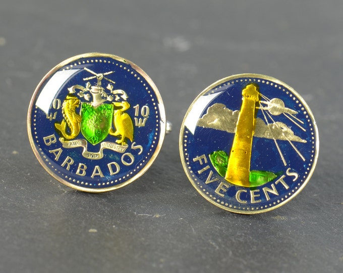 Cufflinks  Coin from Barbados Coin Collector Gifts,Dad Coin Gift,Upcycled,mens gift accessories jewelry