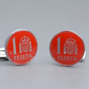 Vintage peseta cufflinks - gemelos Spain Coin Collector Gifts,Dad Coin Gift,Upcycled,mens gift accessories jewelry