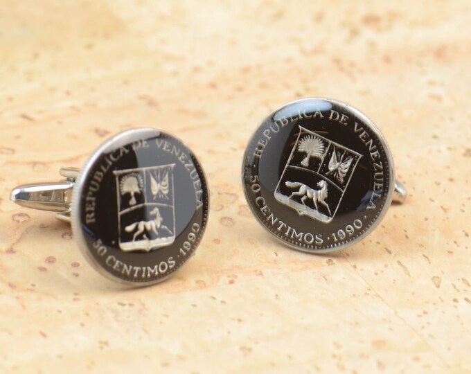 Venezuela Cufflinks coin Coin Collector Gifts,Dad Coin Gift,Upcycled,mens gift accessories jewelry