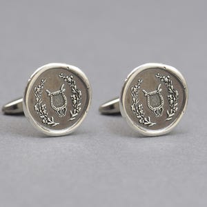 Lyre sterling silver cufflinks.Music cufflinks.Men accessories,Cuff links-Stainless .Music lovers, Lyre cufflinks