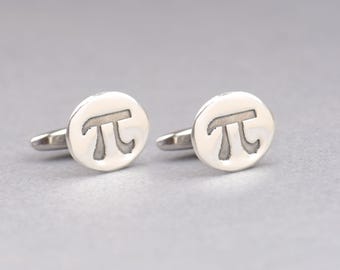Pi number Sterling Silver Cufflinks: Cosmic Universe Motif, Elegant Mens Jewelry , Wedding or Anniversary Gift.Maths Lovers