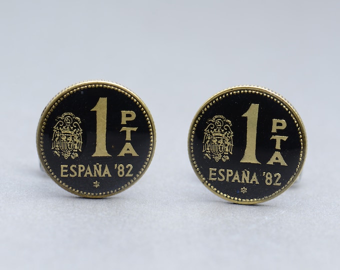 Pesetas Cufflinks coins from  Spain Coin Collector Gifts,Dad Coin Gift,Upcycled,mens gift accessories jewelry