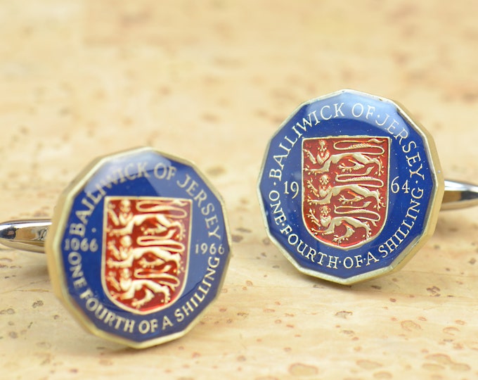 Cufflinks Coin from Jersey.Lions cufflinks.Mens gift Coin Collector Gifts,Dad Coin Gift,Upcycled,mens gift accessories jewelry