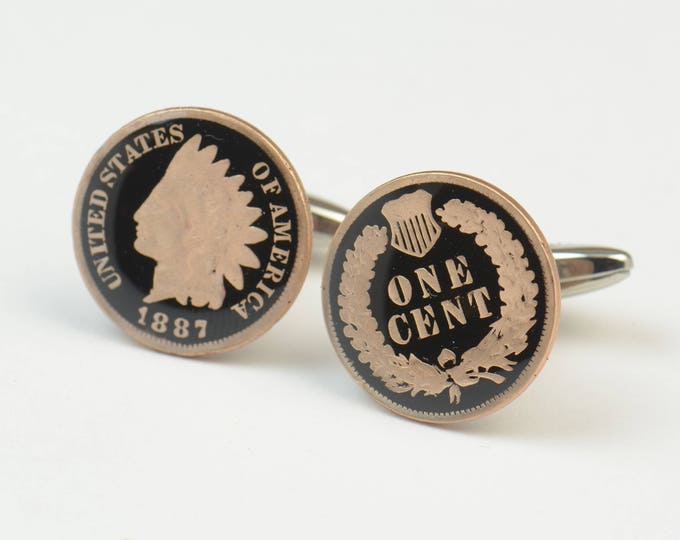 United States Antique cufflinks - US 1 cent coin - Indian Cent Coin Collector Gifts,Dad Coin Gift,Upcycled,mens gift accessories jewelry