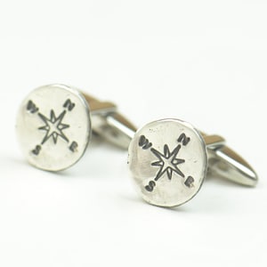 Compass sterling silver cufflinks.Men accessories,Cuff links-Stainless universe galaxy physics find your way