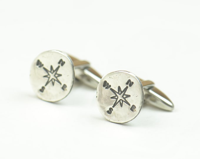 Compass sterling silver cufflinks.Men accessories,Cuff links-Stainless universe galaxy physics find your way
