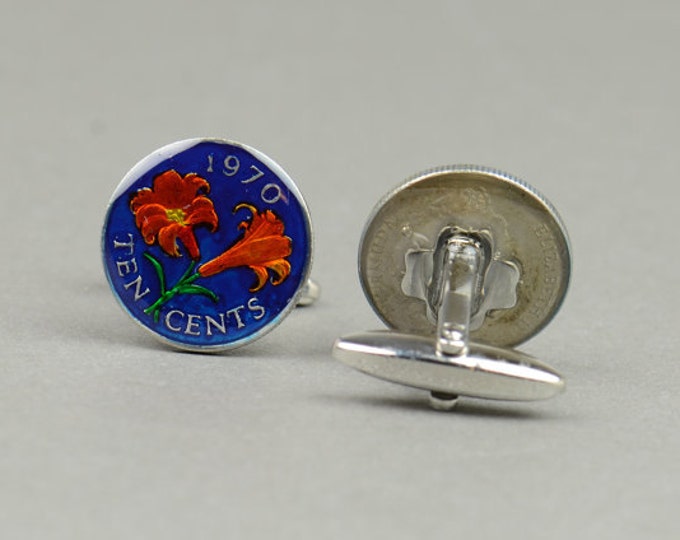 Cufflinks Bermuda enamel Coin Coin Collector Gifts,Dad Coin Gift,Upcycled,mens gift accessories jewelry