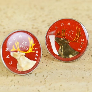 Cufflinks customized-Canada.Deer Coin.Big size coin Coin Collector Gifts,Dad Coin Gift,Upcycled,mens gift accessories jewelry