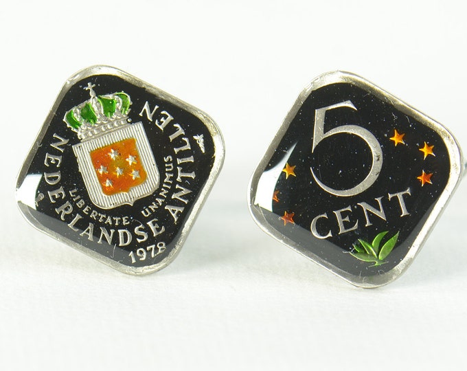 Netherlands Antilles Cufflinks -Antique Coin Coin Collector Gifts,Dad Coin Gift,Upcycled,mens gift accessories jewelry