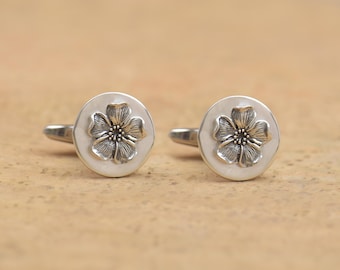 Sterling silver Cherry Blossom cufflinks.Men accessories,Cuff links- Japanese flower lovers.Floral cufflinks .Mens gift