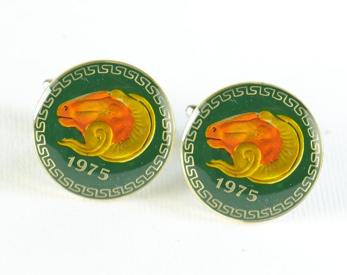 Enamel coin Cufflinks -Ram coin Algeria-Mens gifts-Accessories-Men gift
