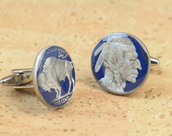 US Cufflinks Custom Personalized.Old Indian coin US Coin Collector Gifts,Dad Coin Gift,Upcycled,mens gift accessories jewelry