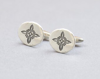 Celtic Witch Knot sterling silver cufflinks.Men accessories,Stainless steel, Protection Cufflinks,triskel , Trisquele Celtic Cufflinks