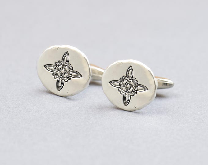 Celtic Witch Knot sterling silver cufflinks.Men accessories,Stainless steel, Protection Cufflinks,triskel , Trisquele Celtic Cufflinks