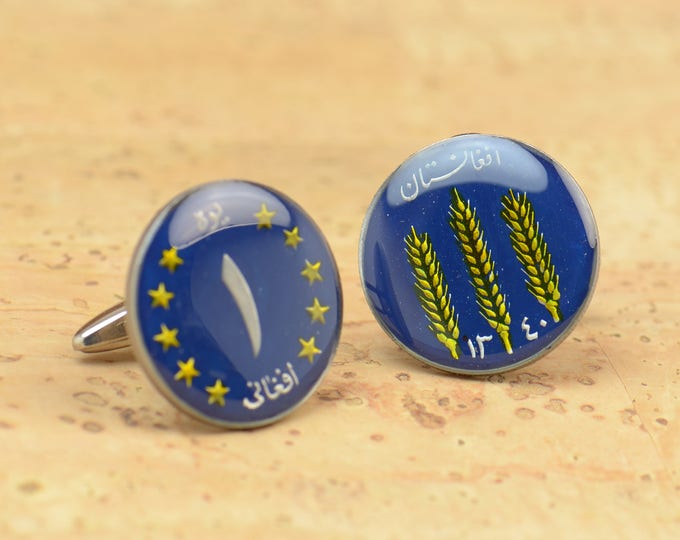 Cufflinks  Afghanistan  Coin Coin Collector Gifts,Dad Coin Gift,Upcycled,mens gift accessories jewelry
