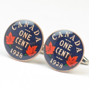 Cufflinks  Coin Canada 1 cent  real antique coin.Antique coin cuff links.mens accessories