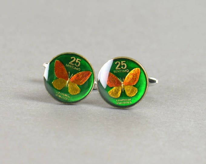 Cufflinks  Butterfly Coin Collector Gifts,Dad Coin Gift,Upcycled,mens gift accessories jewelry