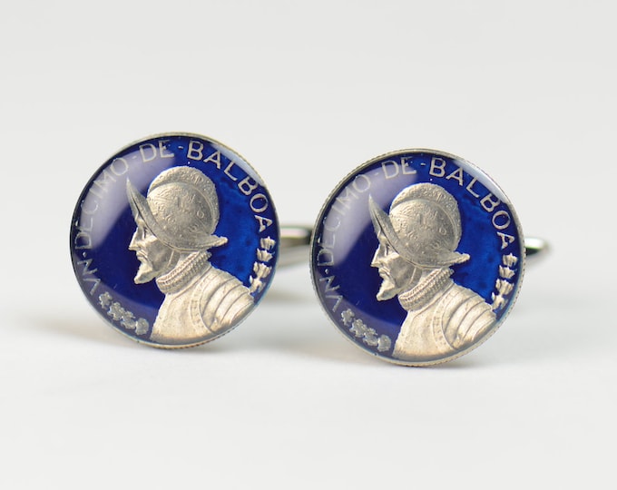 Cufflinks Panama Nuñez de Balboa Coin Coin Collector Gifts,Dad Coin Gift,Upcycled,mens gift accessories jewelry