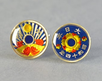 Cufflinks Coins Japan Coin Collector Gifts,Dad Coin Gift,Upcycled,mens gift accessories jewelry
