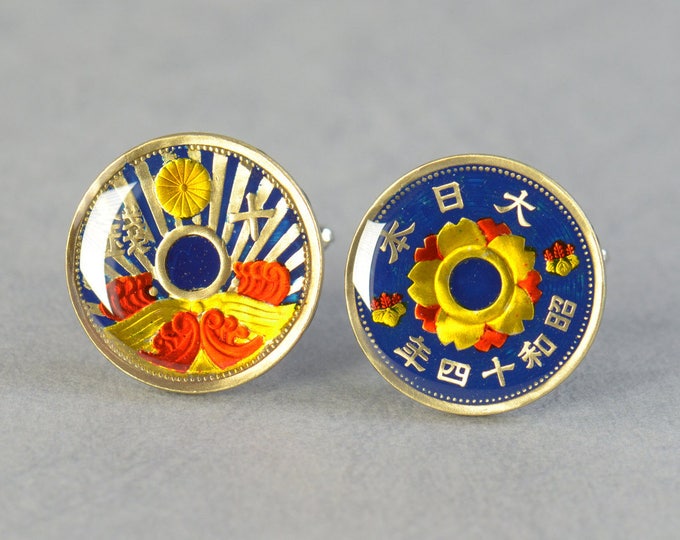 Cufflinks Coins Japan Coin Collector Gifts,Dad Coin Gift,Upcycled,mens gift accessories jewelry