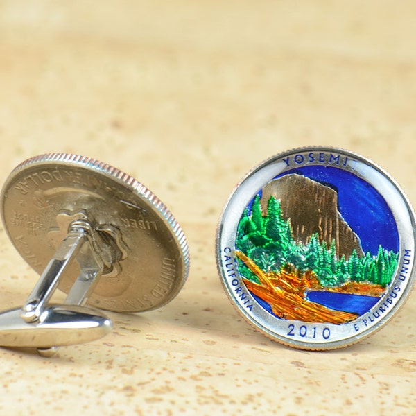 US Cufflinks Yosemite Coin Coin Collector Gifts,Dad Coin Gift,Upcycled,mens gift accessories jewelry