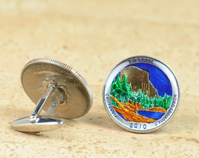 US Cufflinks Yosemite Coin Coin Collector Gifts,Dad Coin Gift,Upcycled,mens gift accessories jewelry