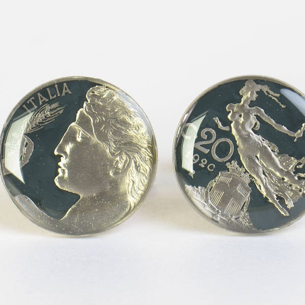 Italian Cufflinks - Antique coins Italy - Cuff links accessories mens gift jewelry