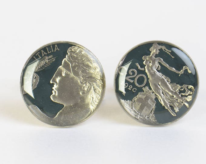 Italian Cufflinks - Antique coins Italy - Cuff links accessories mens gift jewelry