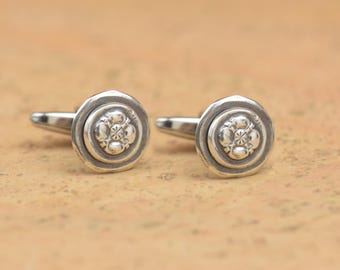 Medieval Rose Cufflinks in 925 Sterling Silver and stainless steel – Wedding & Formal Jewelry - 4 petals rose