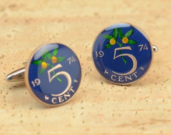 Netherlands 5 cents Cufflinks Coins Nederlanden coin cuff links Holland.Cuff links accessories jewelry gift