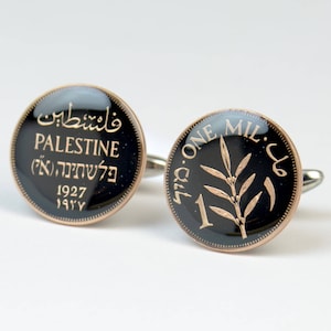 Cufflinks Palestine enamel Coin