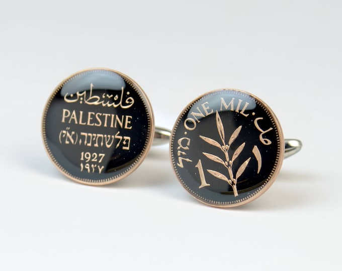Cufflinks Palestine enamel Coin