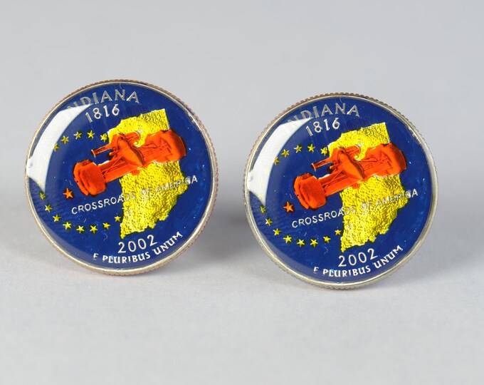 Cufflinks Indiana coin men United States Coin Collector Gifts,Dad Coin Gift,Upcycled,mens gift accessories jewelry