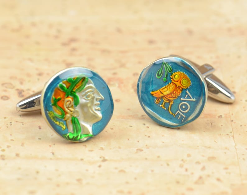 Greece Athens Drachm 5th century Cufflinks.Greek Drachma.Cuff links accessories mens gift jewelry