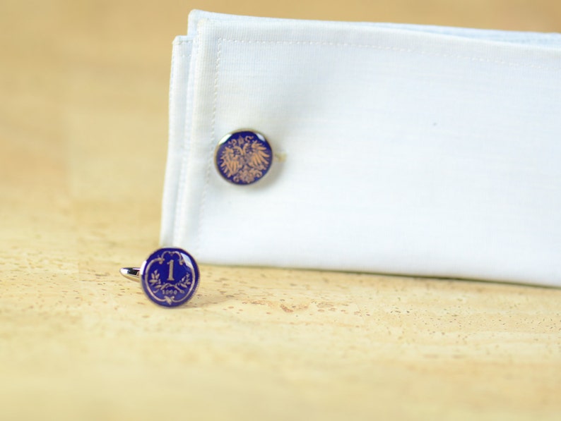 Enamel Cufflinks Austria Coin Coin Collector Gifts,Dad Coin Gift,Upcycled,mens gift accessories jewelry