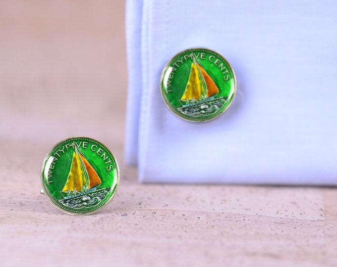 Cufflinks Bahamas  coin.Big Size Accessories mens cuff links gift jewelry