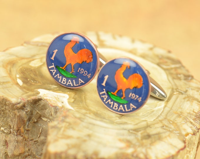 Enamel  Cufflinks - Malawi Coin Coin Collector Gifts,Dad Coin Gift,Upcycled,mens gift accessories jewelry