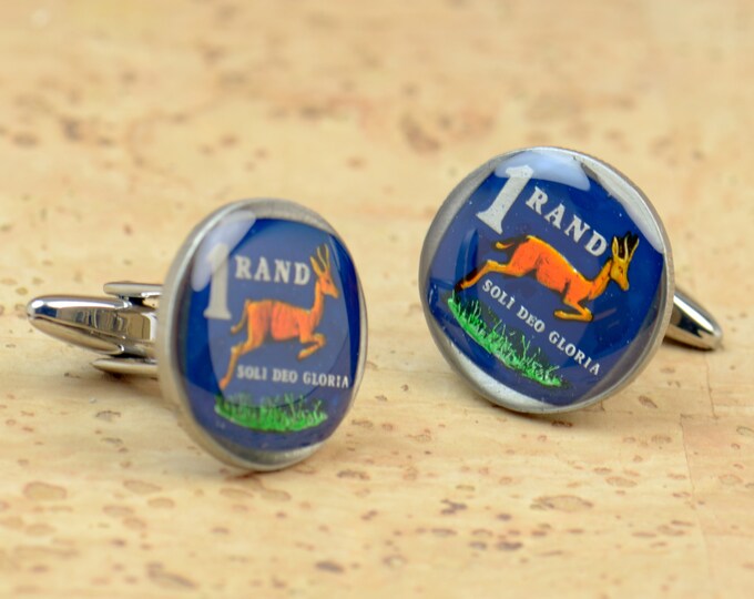 Cufflinks antique  deer coin South Africa Coin Collector Gifts,Dad Coin Gift,Upcycled,mens gift accessories jewelry