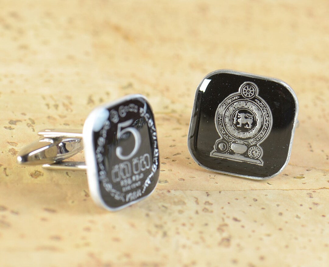Enamel Cufflinks Sri Lanka Coin Coin Collector Giftsdad Coin Etsy