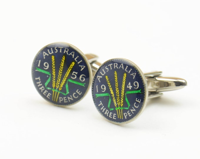 Cufflinks Australia enamel Sterling silver Coin.Mens gift Coin Collector Gifts,Dad Coin Gift,Upcycled,mens gift accessories jewelry