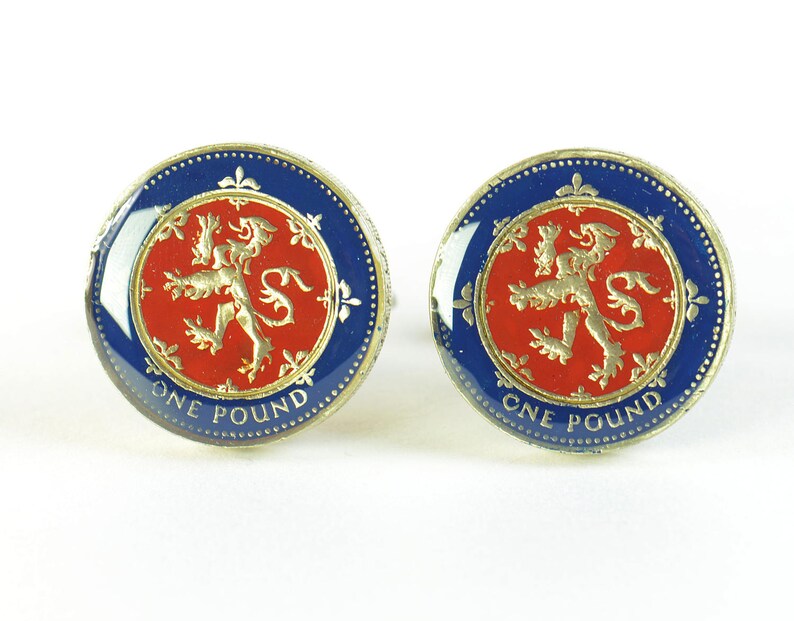 Enamel coin pound Cufflinks.United Kingdom.Great Britain Coin Collector Gifts,Dad Coin Gift,Upcycled,mens gift accessories jewelry
